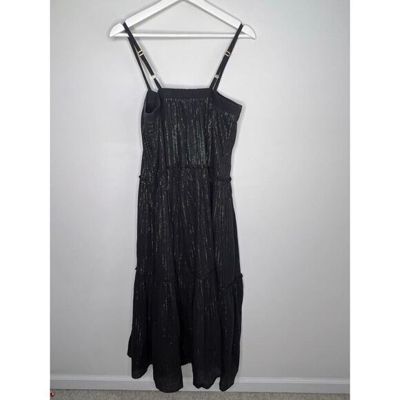 Nation LTD Rainbow Metallic Tiered Black Maxi Dress Women's Size S - Picture 7 of 9